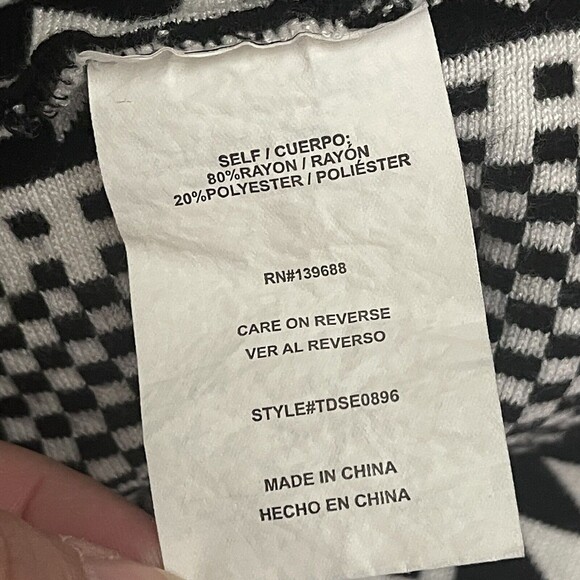 Altard State Black White Sweater Dress Size S Long Sleeves Fit Flare Geometric - Picture 10 of 12